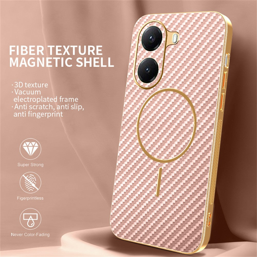 For Xiaomi Poco X7 Pro 5G / Redmi Turbo 4 5G Phone Case Carbon Fiber Textured Electroplated TPU Back Cover