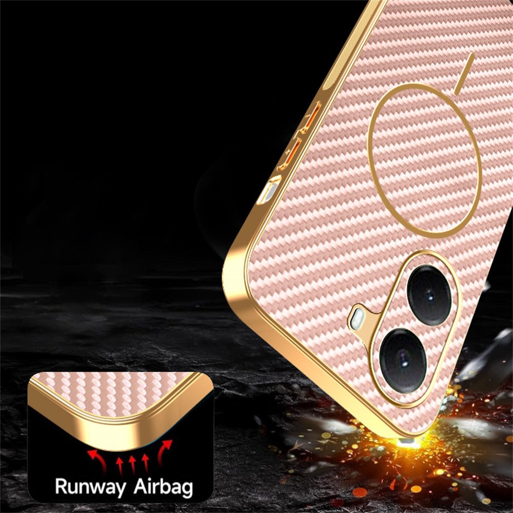 For Xiaomi Poco X7 Pro 5G / Redmi Turbo 4 5G Phone Case Carbon Fiber Textured Electroplated TPU Back Cover