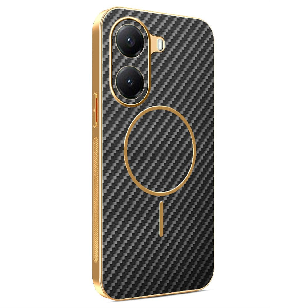 For Xiaomi Poco X7 Pro 5G / Redmi Turbo 4 5G Phone Case Carbon Fiber Textured Electroplated TPU Back Cover