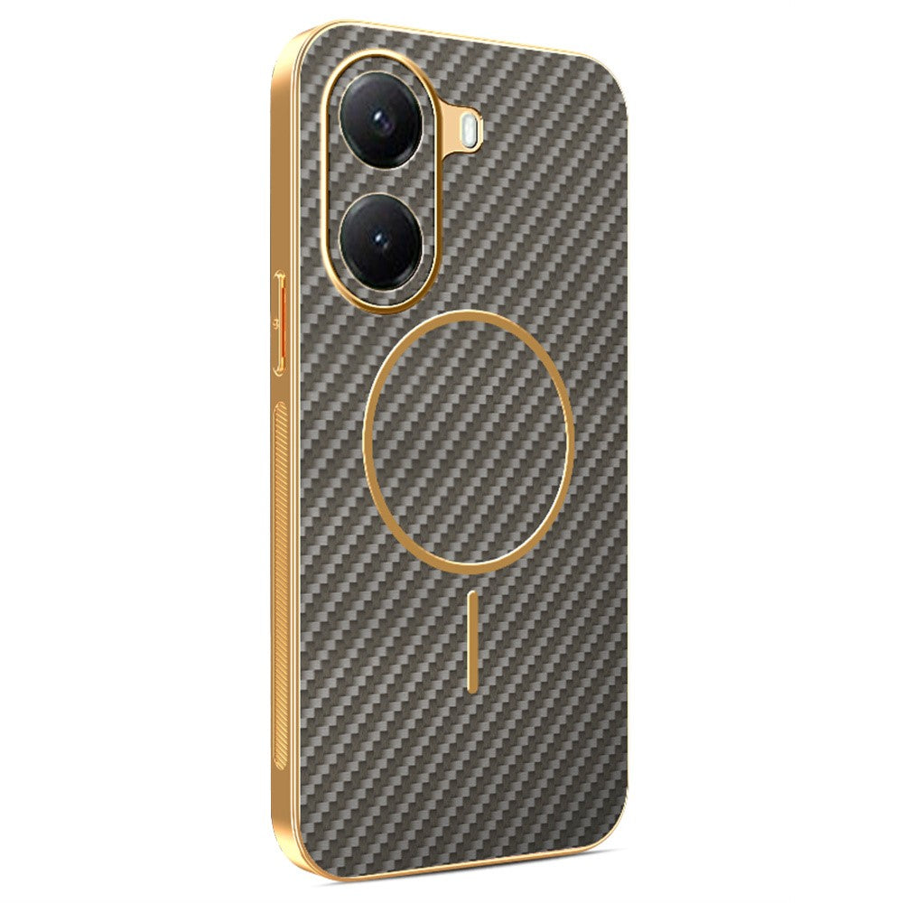 For Xiaomi Poco X7 Pro 5G / Redmi Turbo 4 5G Phone Case Carbon Fiber Textured Electroplated TPU Back Cover