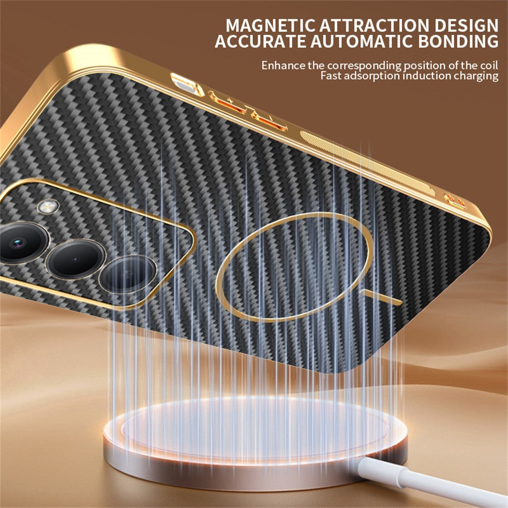 For Xiaomi Redmi 15 4G (EU) (171mm) Phone Case Carbon Fiber Textured Electroplated TPU Back Cover