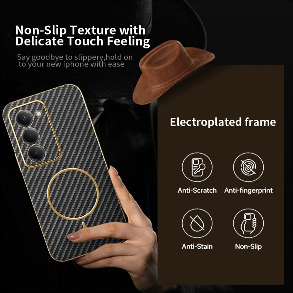 For Xiaomi Redmi 15 4G (EU) (171mm) Phone Case Carbon Fiber Textured Electroplated TPU Back Cover