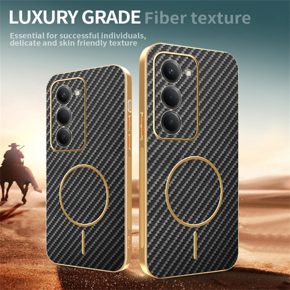 For Xiaomi Redmi 15 4G (EU) (171mm) Phone Case Carbon Fiber Textured Electroplated TPU Back Cover