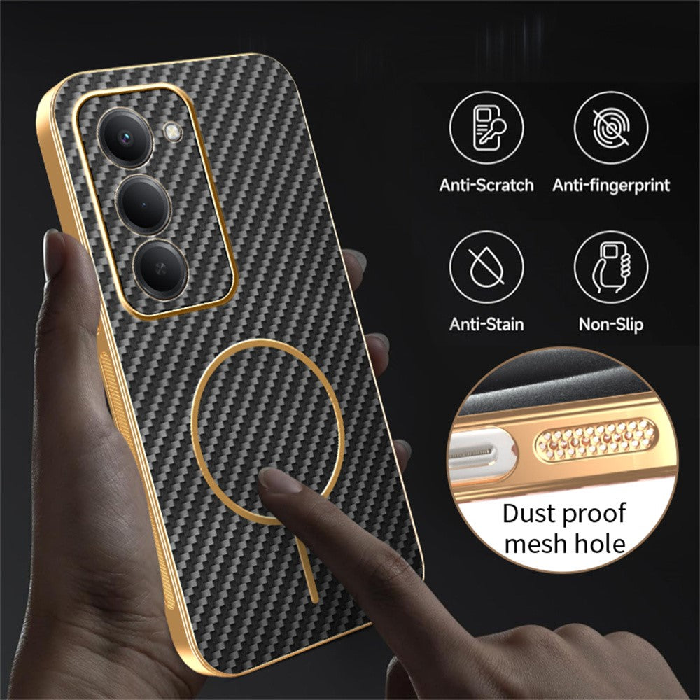 For Xiaomi Redmi 15 4G (EU) (171mm) Phone Case Carbon Fiber Textured Electroplated TPU Back Cover