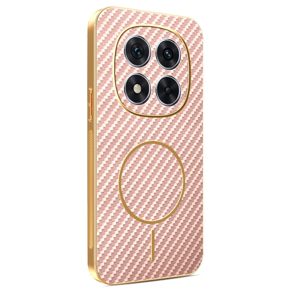 For Xiaomi Redmi Note 14 Pro 5G / Poco X7 5G Phone Case Carbon Fiber Textured Electroplated TPU Back Cover