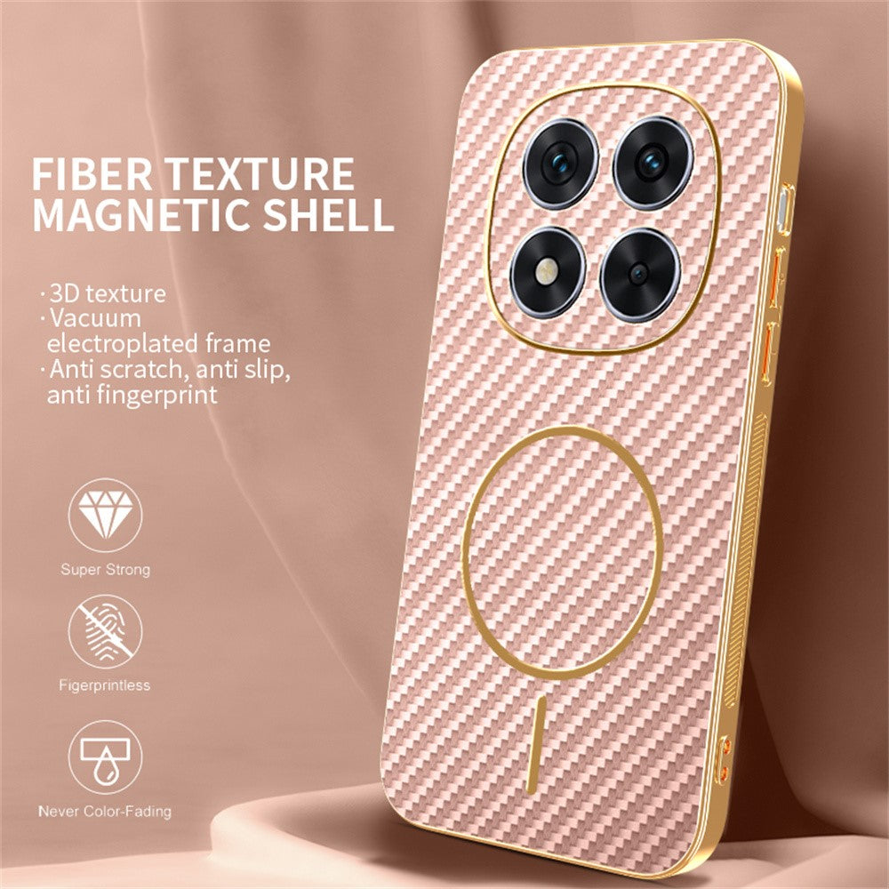 For Xiaomi Redmi Note 14 Pro 5G / Poco X7 5G Phone Case Carbon Fiber Textured Electroplated TPU Back Cover