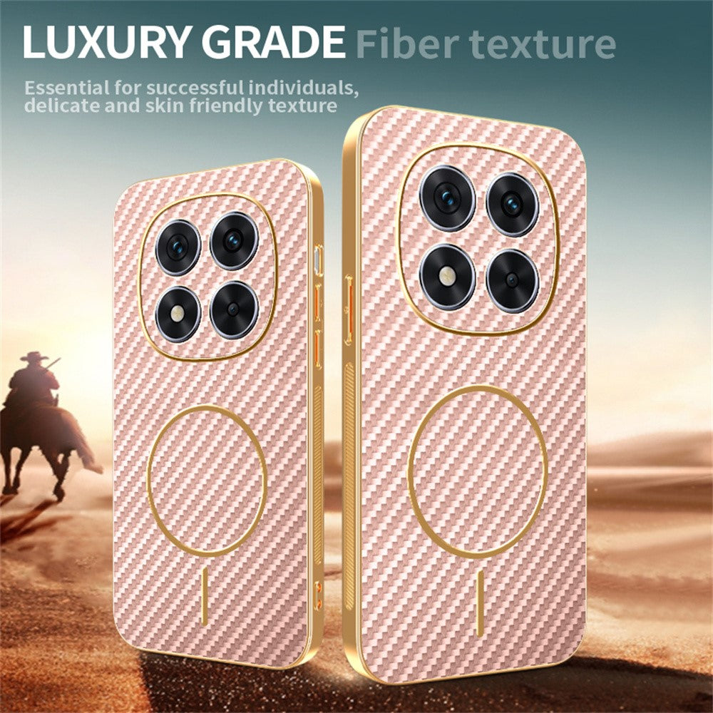 For Xiaomi Redmi Note 14 Pro 5G / Poco X7 5G Phone Case Carbon Fiber Textured Electroplated TPU Back Cover