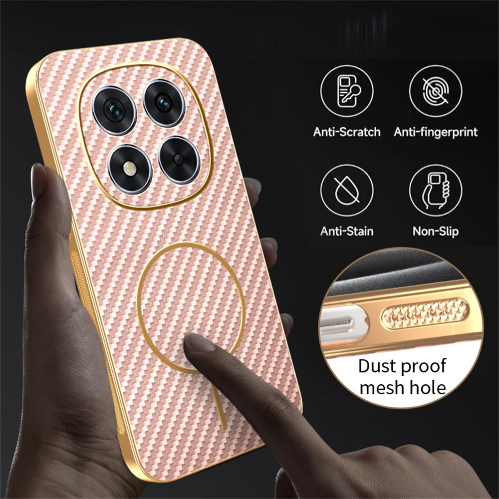 For Xiaomi Redmi Note 14 Pro 5G / Poco X7 5G Phone Case Carbon Fiber Textured Electroplated TPU Back Cover