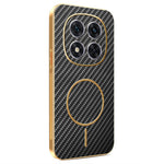 For Xiaomi Redmi Note 14 Pro 5G / Poco X7 5G Phone Case Carbon Fiber Textured Electroplated TPU Back Cover