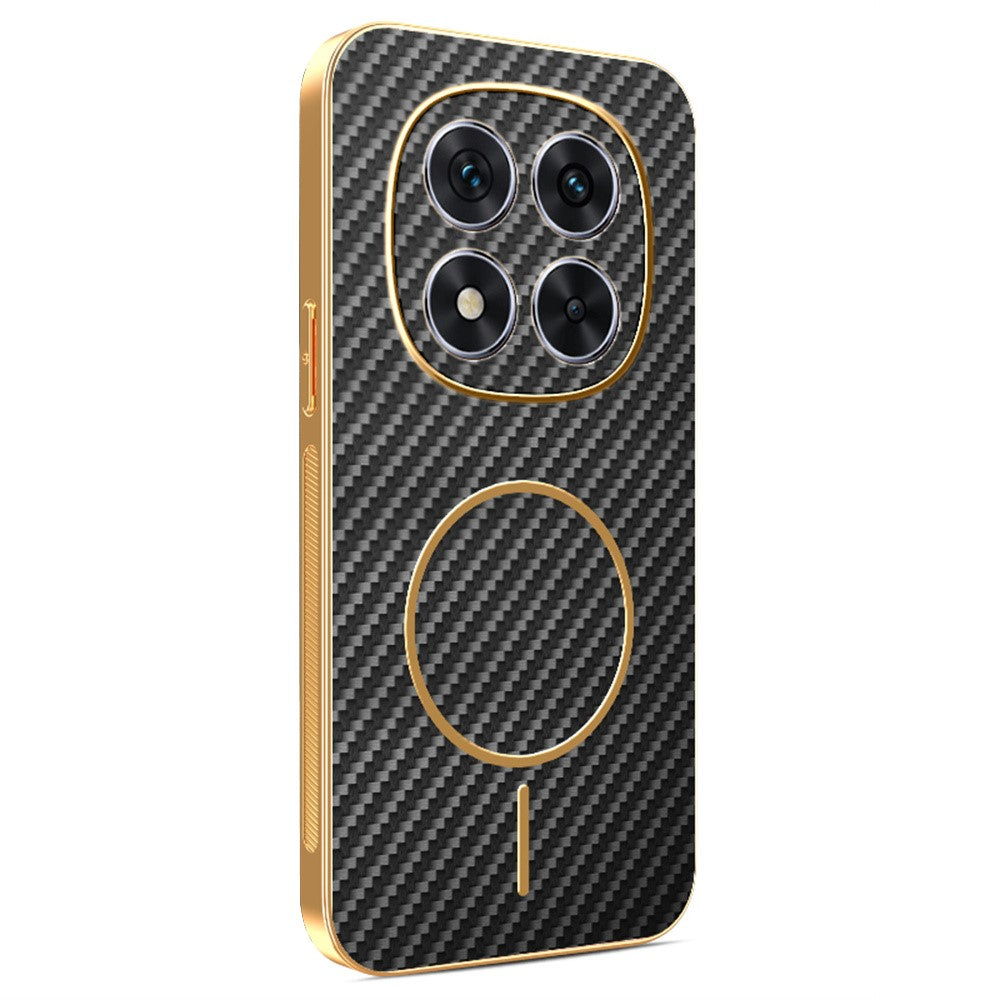 For Xiaomi Redmi Note 14 Pro 5G / Poco X7 5G Phone Case Carbon Fiber Textured Electroplated TPU Back Cover