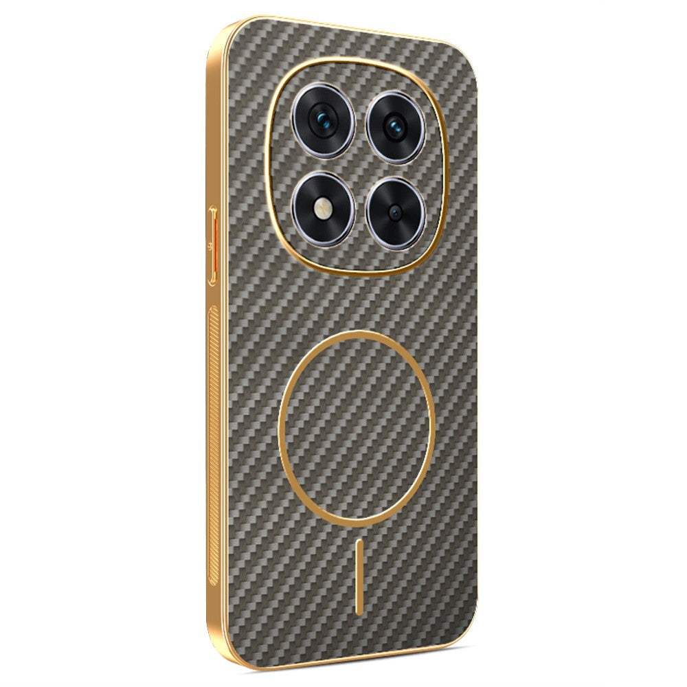 For Xiaomi Redmi Note 14 Pro 5G / Poco X7 5G Phone Case Carbon Fiber Textured Electroplated TPU Back Cover