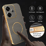Phone Case For Xiaomi Redmi 13 4G / 5G / Note 13R 5G / Poco M6 4G / M6 Plus 5G Carbon Fiber Textured Electroplated TPU Back Cover