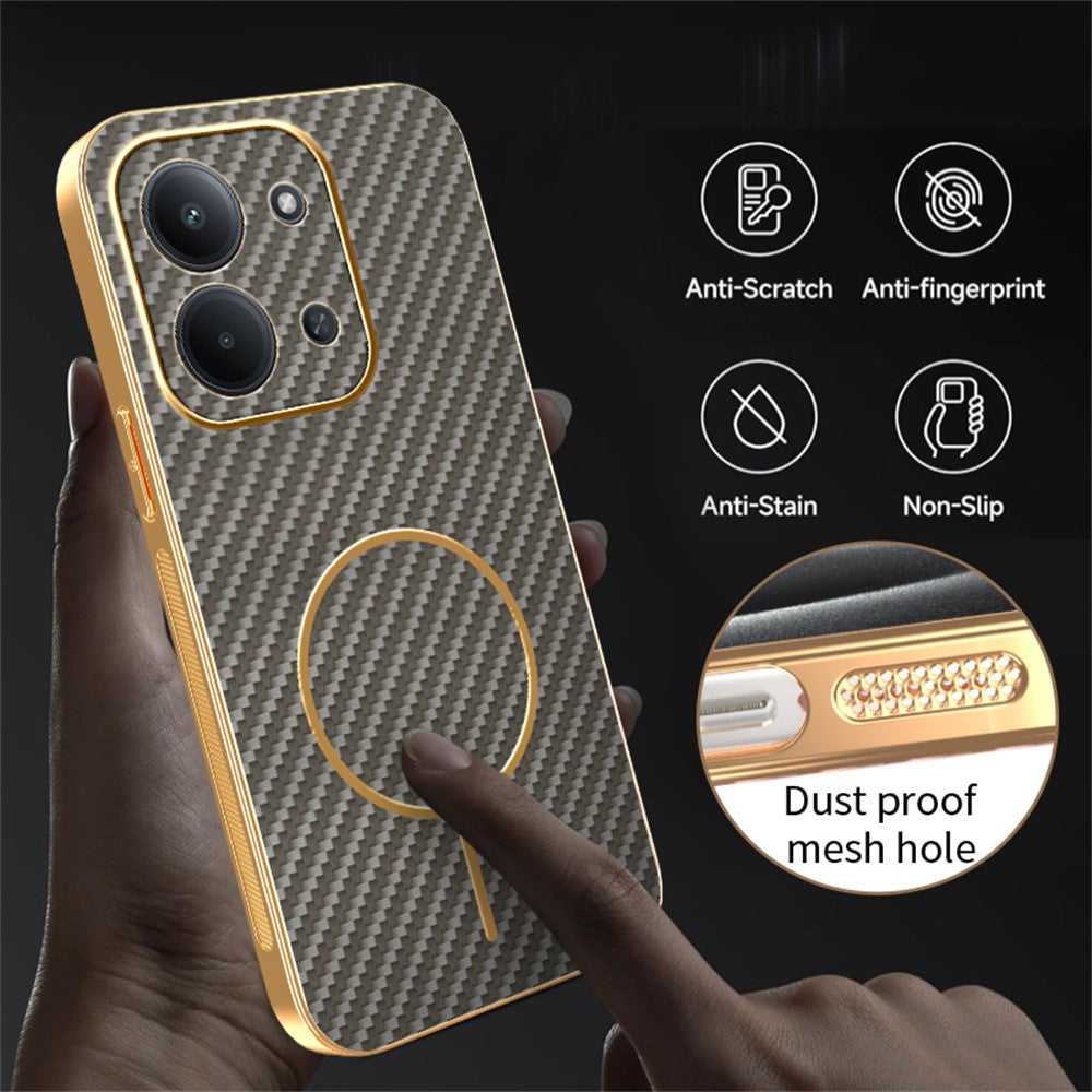 mobilskal för Xiaomi Redmi 15C 4G (EU) (173 mm) / 15C 5G (EU) (173 mm) / Poco C85 4G (173 mm) Kolfiberstrukturerad elektropläterad TPU-baksida
