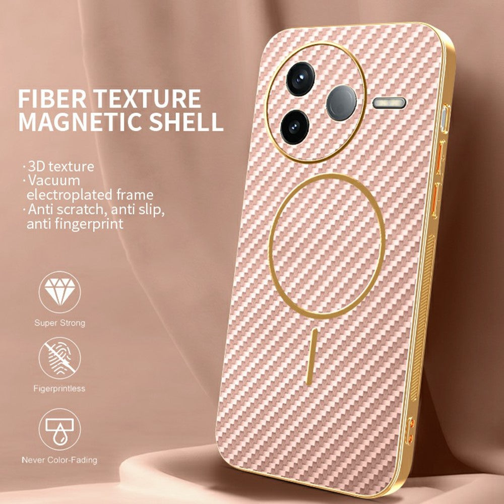 For Xiaomi Redmi K80 5G / Poco F7 Pro 5G Phone Case Carbon Fiber Textured Electroplated TPU Back Cover