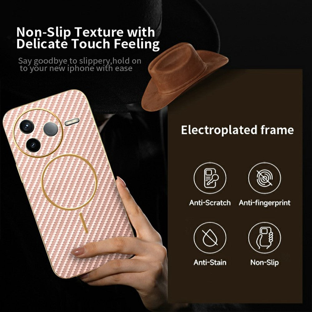 For Xiaomi Redmi K80 5G / Poco F7 Pro 5G Phone Case Carbon Fiber Textured Electroplated TPU Back Cover