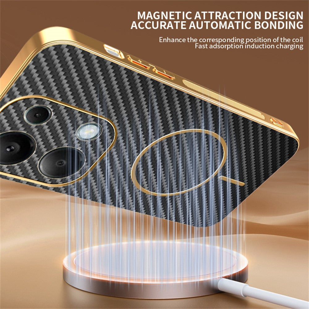 Phone Case For Xiaomi Redmi Note 13 Pro 4G / 14S 4G / Poco M6 Pro 4G Carbon Fiber Textured Electroplated TPU Back Cover
