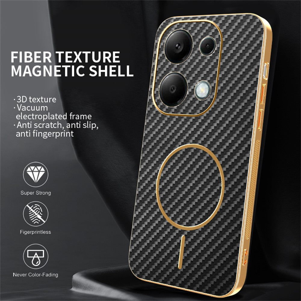 Phone Case For Xiaomi Redmi Note 13 Pro 4G / 14S 4G / Poco M6 Pro 4G Carbon Fiber Textured Electroplated TPU Back Cover