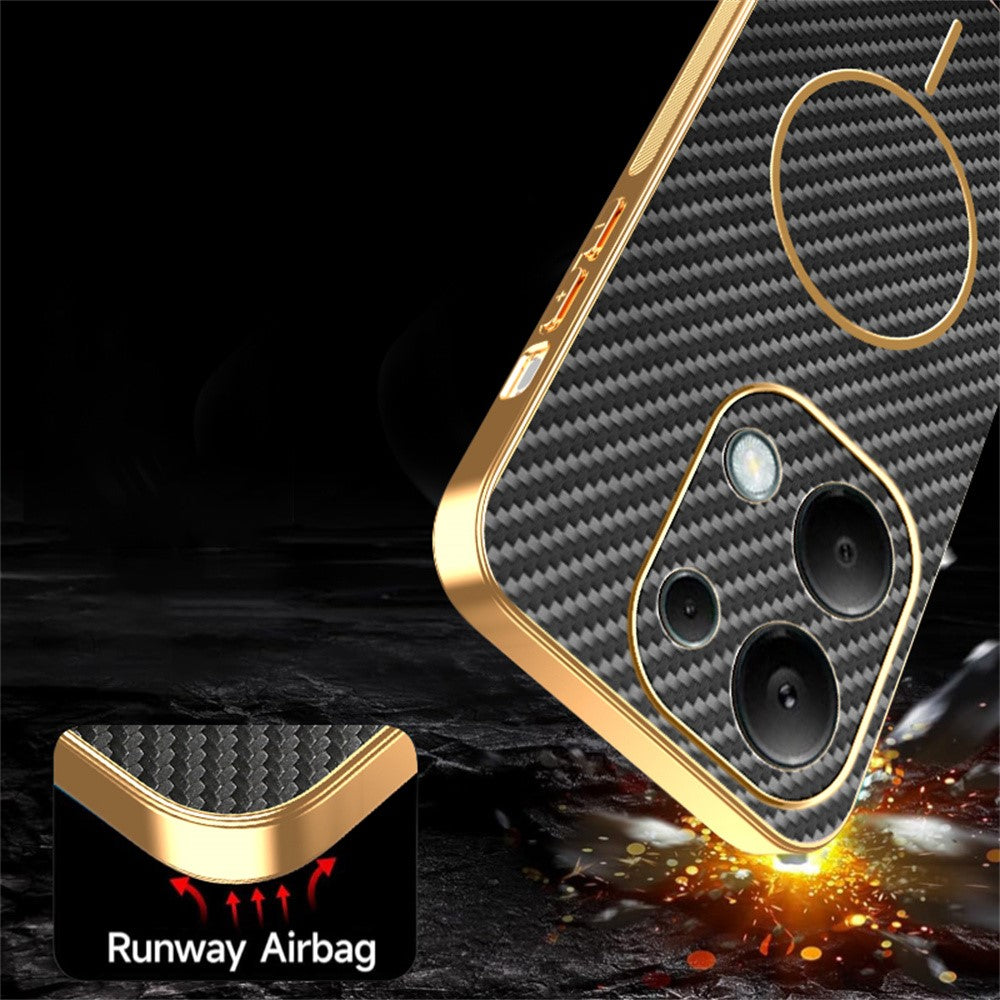 Phone Case For Xiaomi Redmi Note 13 Pro 4G / 14S 4G / Poco M6 Pro 4G Carbon Fiber Textured Electroplated TPU Back Cover