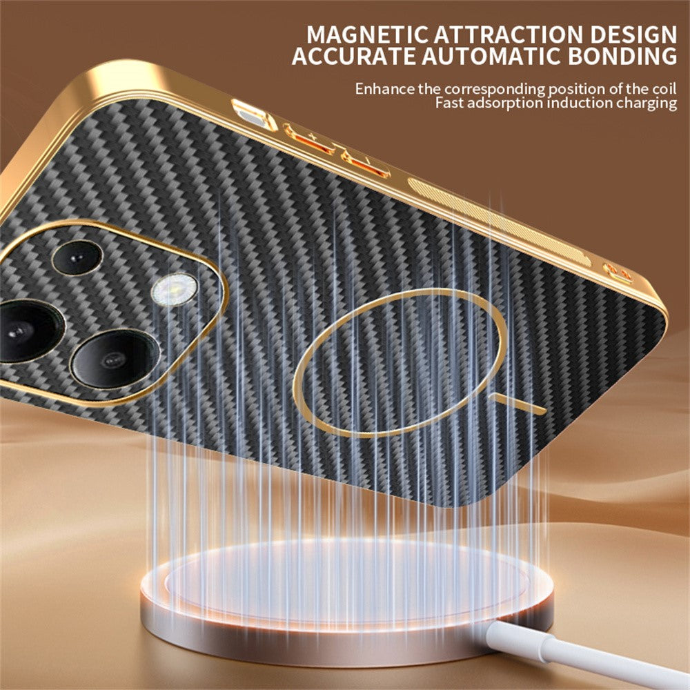 Xiaomi Redmi Note 13 4G mobilskal Kolfiber Texturerat Elektropläterat TPU Bakstycke