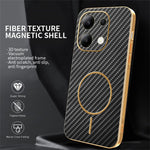 For Xiaomi Redmi Note 13 4G Phone Case Carbon Fiber Textured Electroplated TPU Back Cover
