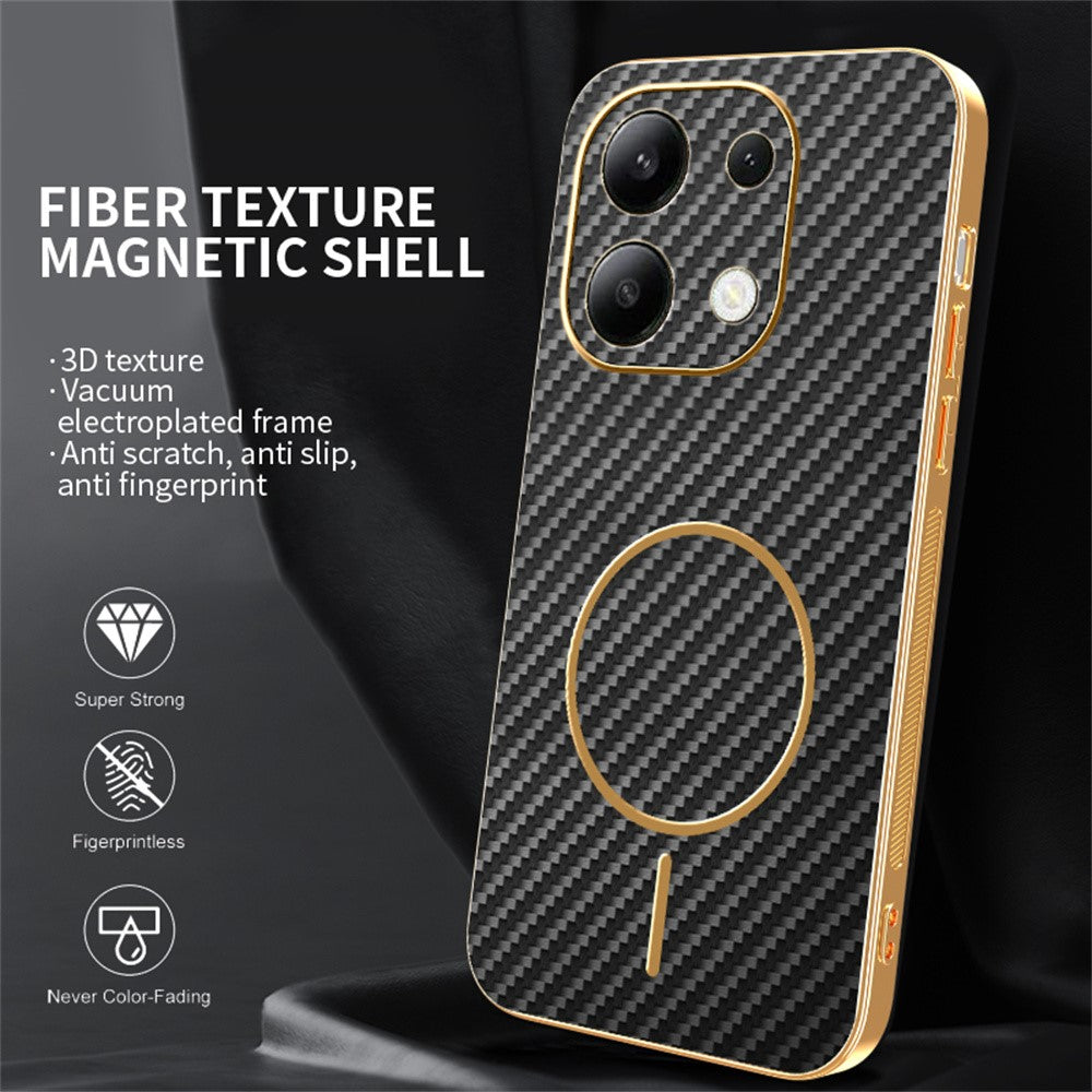 Xiaomi Redmi Note 13 4G mobilskal Kolfiber Texturerat Elektropläterat TPU Bakstycke