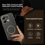 For Xiaomi Redmi Note 13 4G Phone Case Carbon Fiber Textured Electroplated TPU Back Cover
