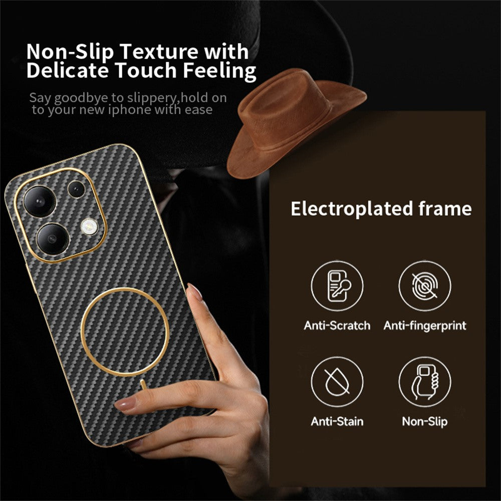 Xiaomi Redmi Note 13 4G mobilskal Kolfiber Texturerat Elektropläterat TPU Bakstycke