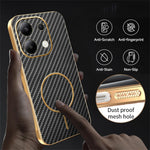 For Xiaomi Redmi Note 13 4G Phone Case Carbon Fiber Textured Electroplated TPU Back Cover