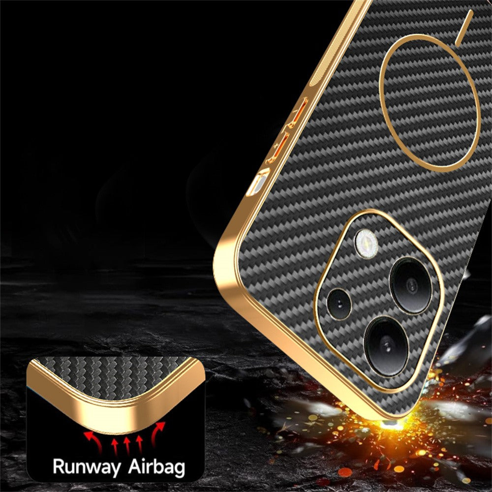 Xiaomi Redmi Note 13 4G mobilskal Kolfiber Texturerat Elektropläterat TPU Bakstycke