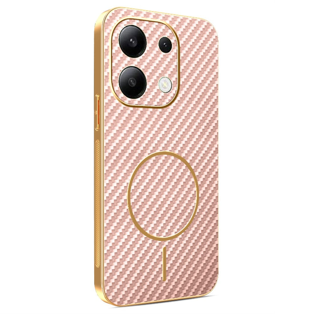 For Xiaomi Redmi Note 13 4G Phone Case Carbon Fiber Textured Electroplated TPU Back Cover