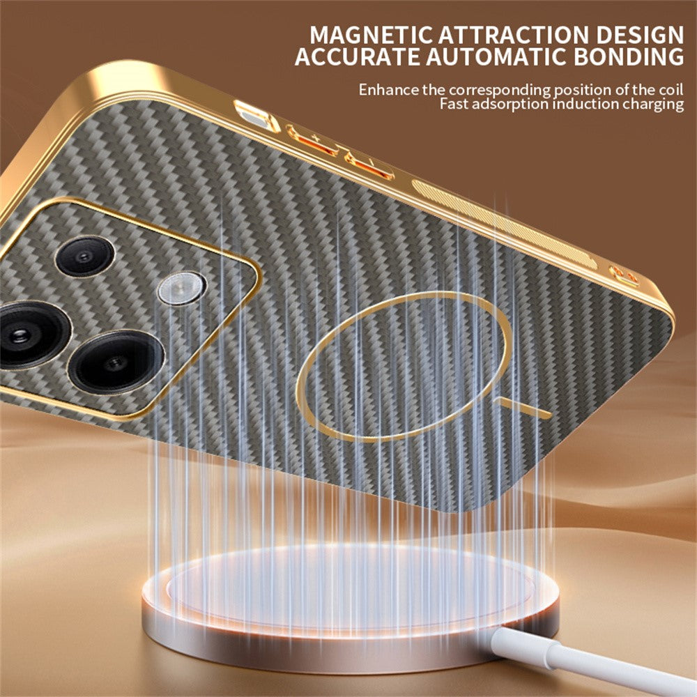 Phone Case For Xiaomi Redmi Note 13 Pro 5G / Poco X6 5G / X6 Neo 5G Carbon Fiber Textured Electroplated TPU Back Cover
