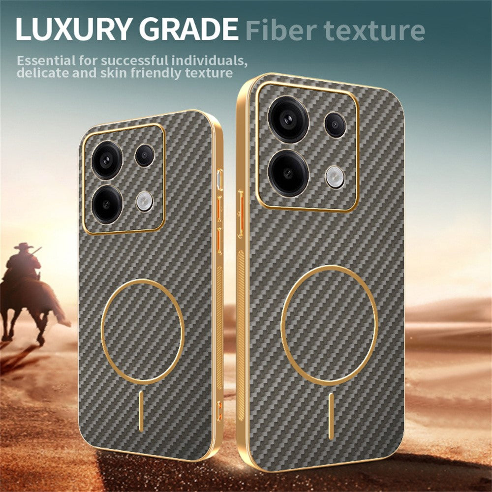 Phone Case For Xiaomi Redmi Note 13 Pro 5G / Poco X6 5G / X6 Neo 5G Carbon Fiber Textured Electroplated TPU Back Cover