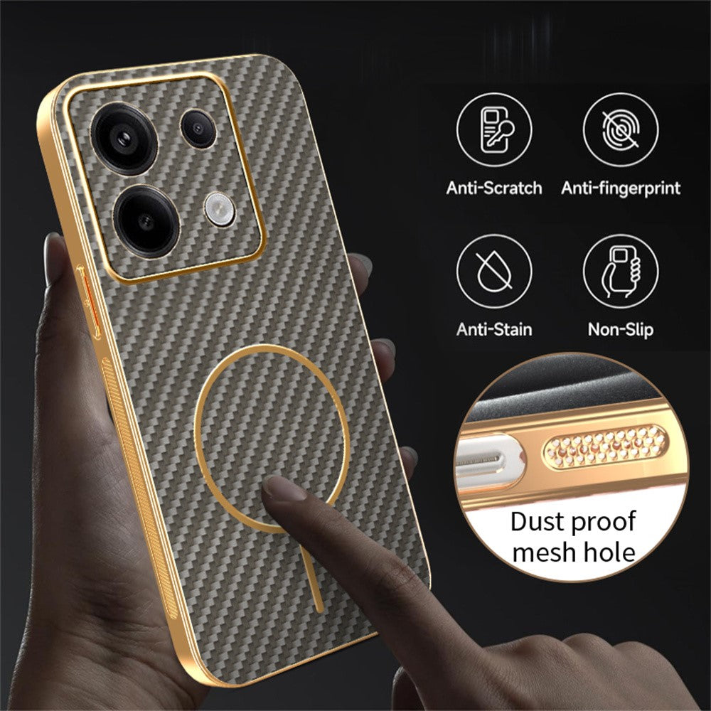 Phone Case For Xiaomi Redmi Note 13 Pro 5G / Poco X6 5G / X6 Neo 5G Carbon Fiber Textured Electroplated TPU Back Cover