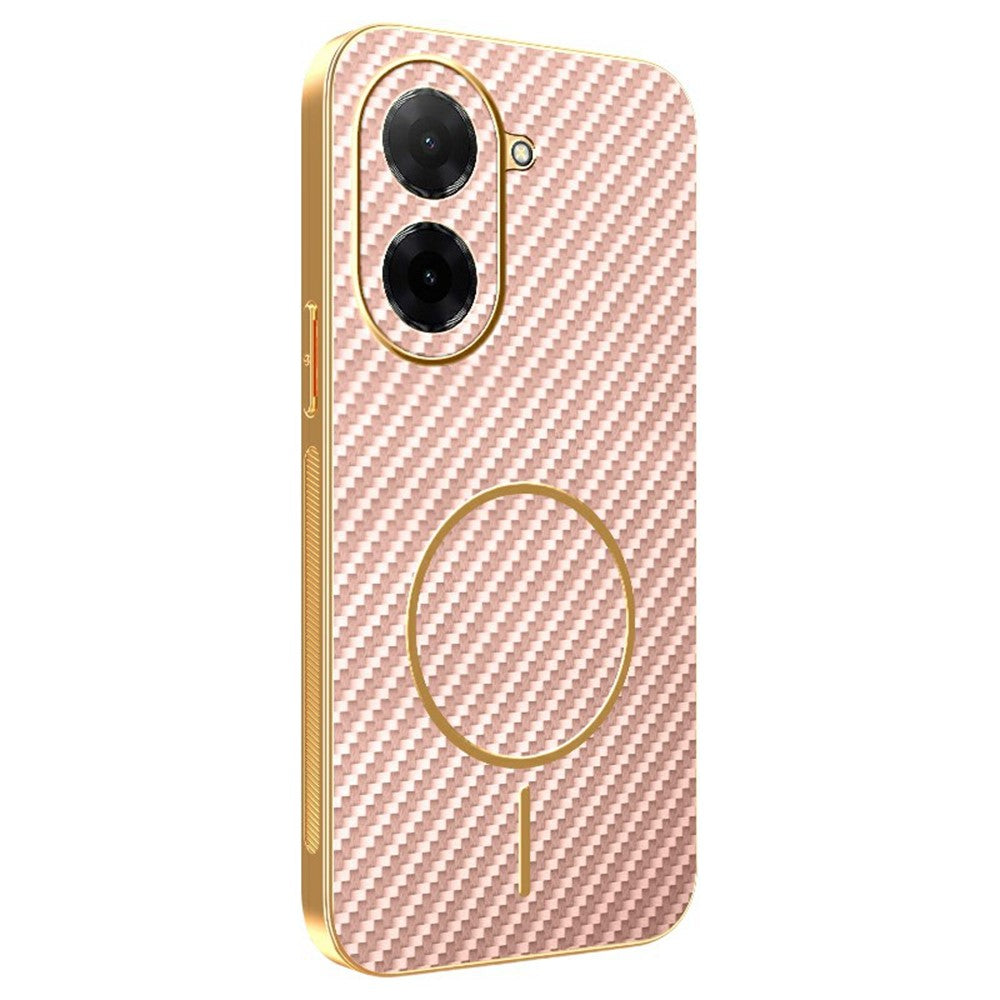 For Xiaomi Redmi A5 NFC (EU) (173.45mm) Phone Case Carbon Fiber Textured Electroplated TPU Back Cover