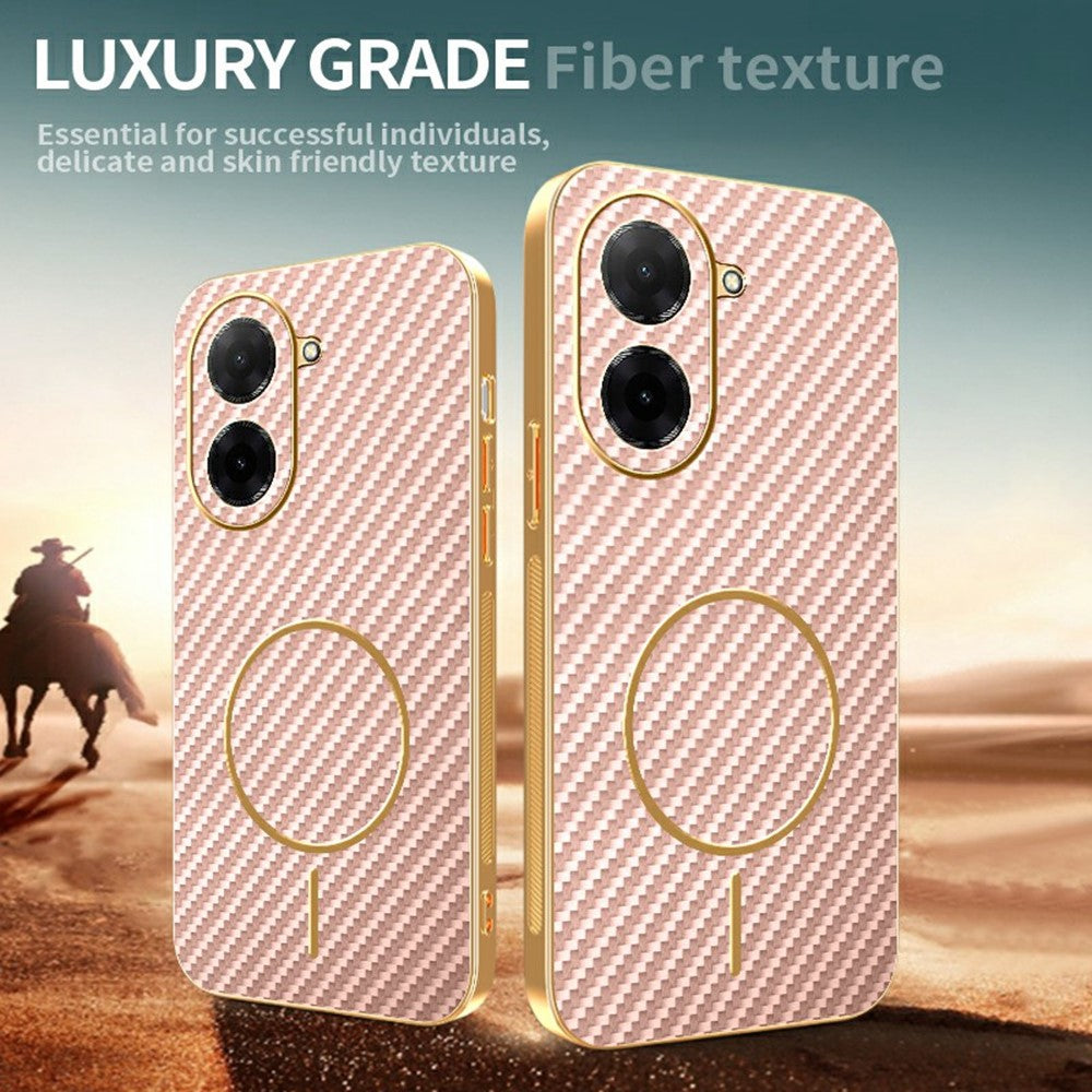 For Xiaomi Redmi A5 NFC (EU) (173.45mm) Phone Case Carbon Fiber Textured Electroplated TPU Back Cover