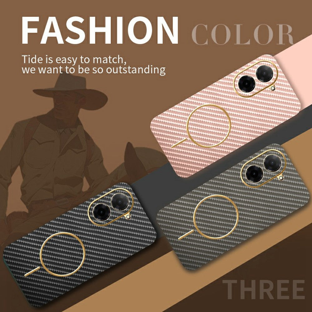 For Xiaomi Redmi A5 NFC (EU) (173.45mm) Phone Case Carbon Fiber Textured Electroplated TPU Back Cover