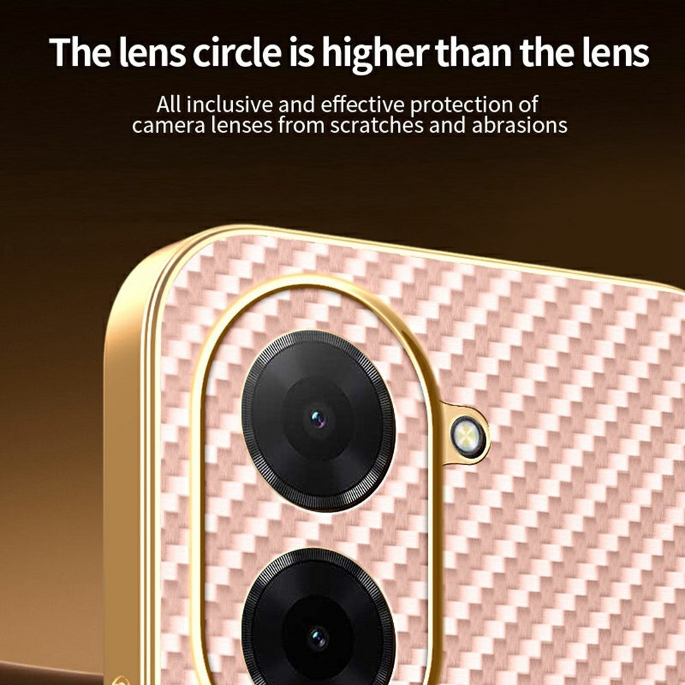 For Xiaomi Redmi A5 NFC (EU) (173.45mm) Phone Case Carbon Fiber Textured Electroplated TPU Back Cover
