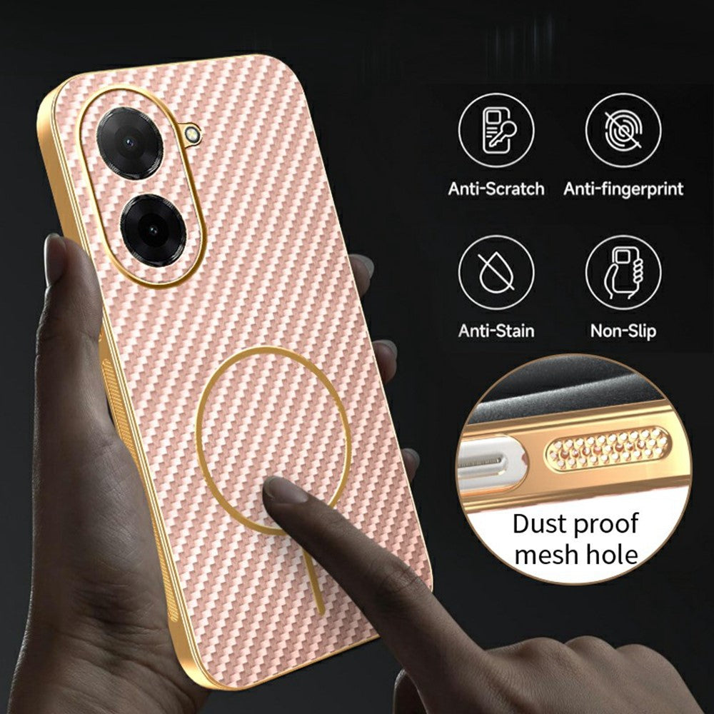 For Xiaomi Redmi A5 NFC (EU) (173.45mm) Phone Case Carbon Fiber Textured Electroplated TPU Back Cover