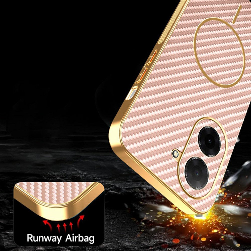 For Xiaomi Redmi A5 NFC (EU) (173.45mm) Phone Case Carbon Fiber Textured Electroplated TPU Back Cover