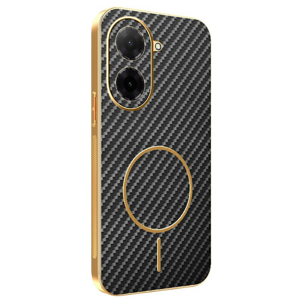 For Xiaomi Redmi A5 NFC (EU) (173.45mm) Phone Case Carbon Fiber Textured Electroplated TPU Back Cover