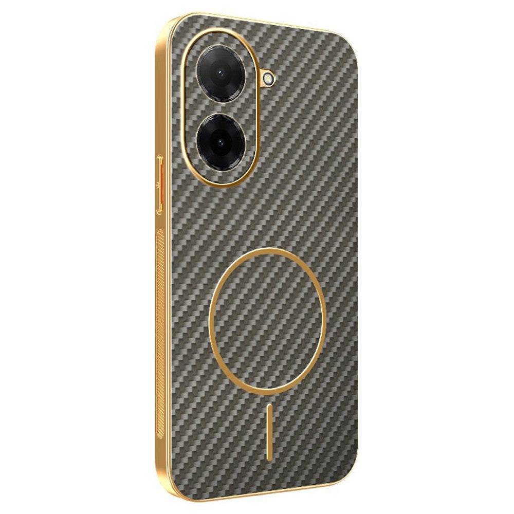 For Xiaomi Redmi A5 NFC (EU) (173.45mm) Phone Case Carbon Fiber Textured Electroplated TPU Back Cover