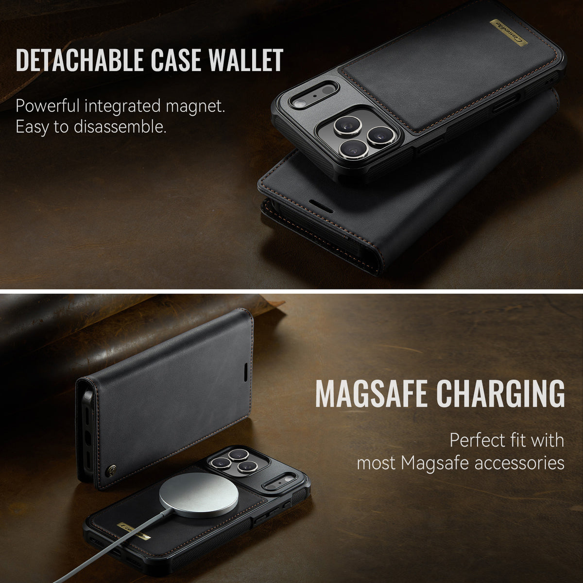 CASEME For iPhone 18 Pro / 17 Pro Case  C49 Compatible with MagSafe RFID Blocking Detachable Wallet Leather Phone Cover