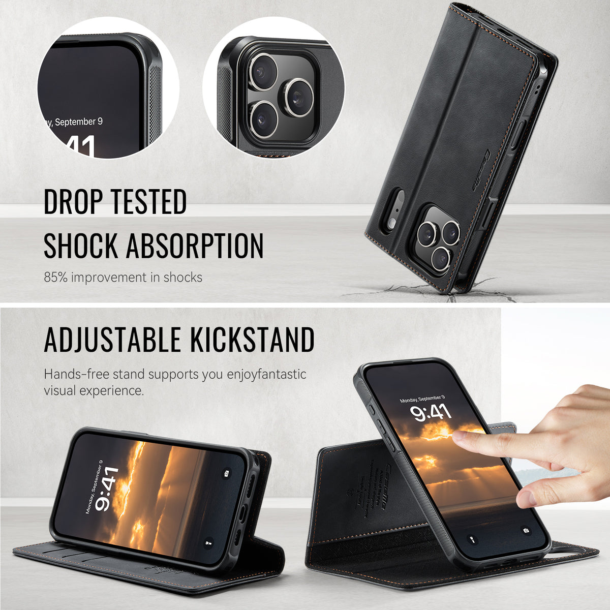 CASEME For iPhone 18 Pro / 17 Pro Case  C49 Compatible with MagSafe RFID Blocking Detachable Wallet Leather Phone Cover