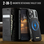 CASEME For iPhone 18 Pro / 17 Pro Case  C49 Compatible with MagSafe RFID Blocking Detachable Wallet Leather Phone Cover