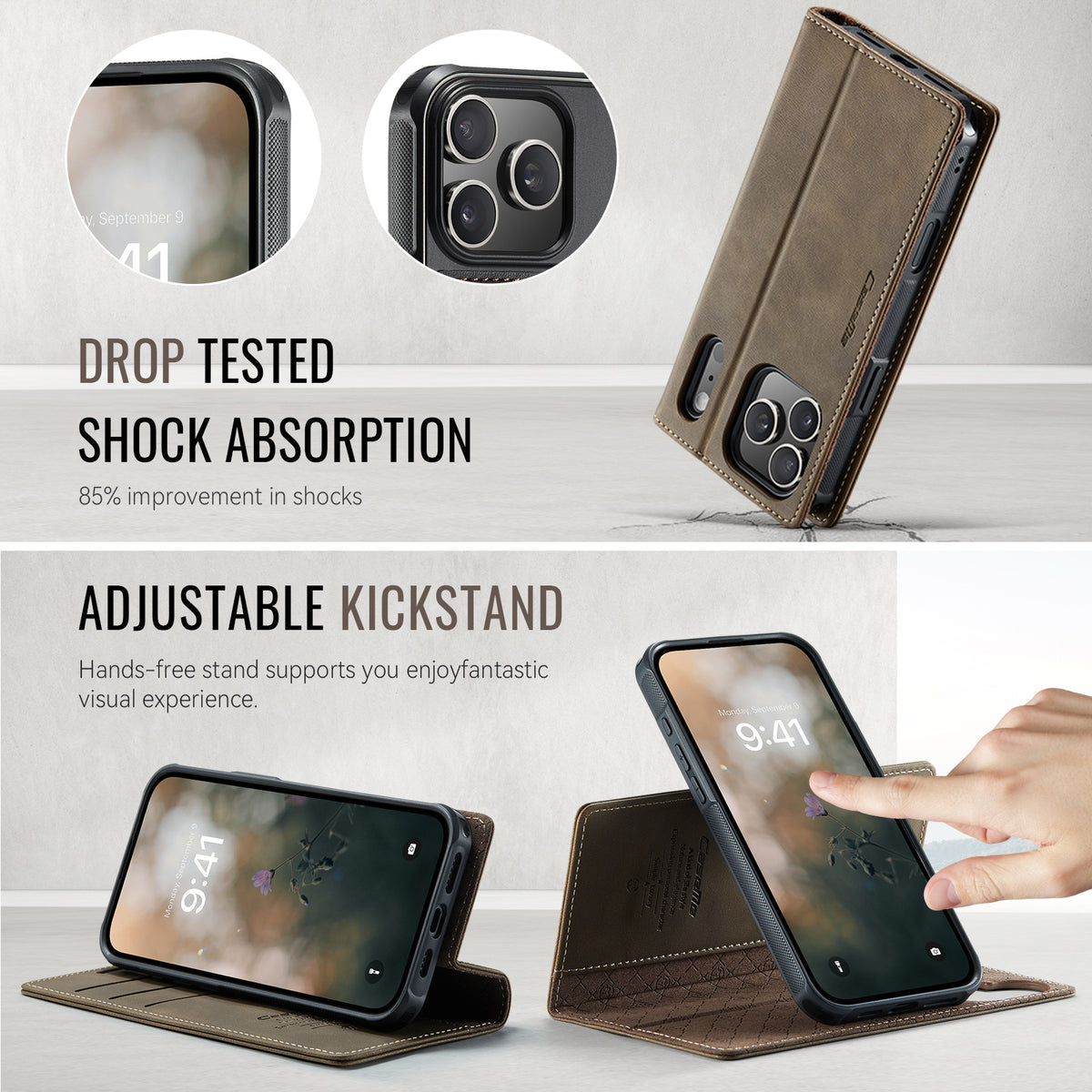 CASEME For iPhone 18 Pro Max / 17 Pro Max Case  C49 Compatible with MagSafe RFID Blocking Detachable Wallet Leather Phone Cover