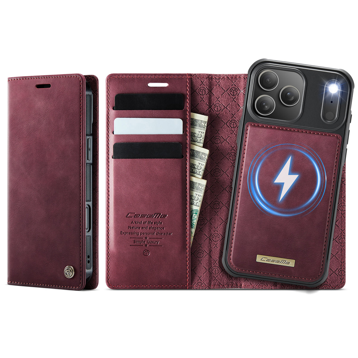 CASEME For iPhone 18 Pro Max / 17 Pro Max Case  C49 Compatible with MagSafe RFID Blocking Detachable Wallet Leather Phone Cover