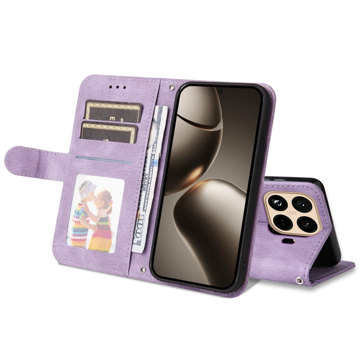 Xiaomi 15T Pro Läderplånboksfodral Skin Touch mobilfodral Stativ med Rem