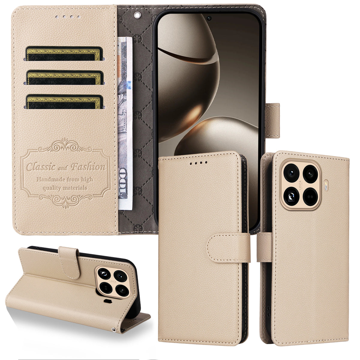 For Xiaomi 15T Pro Case RFID Blocking 3 Card Slots PU Leather Phone Cover with Wrist Strap