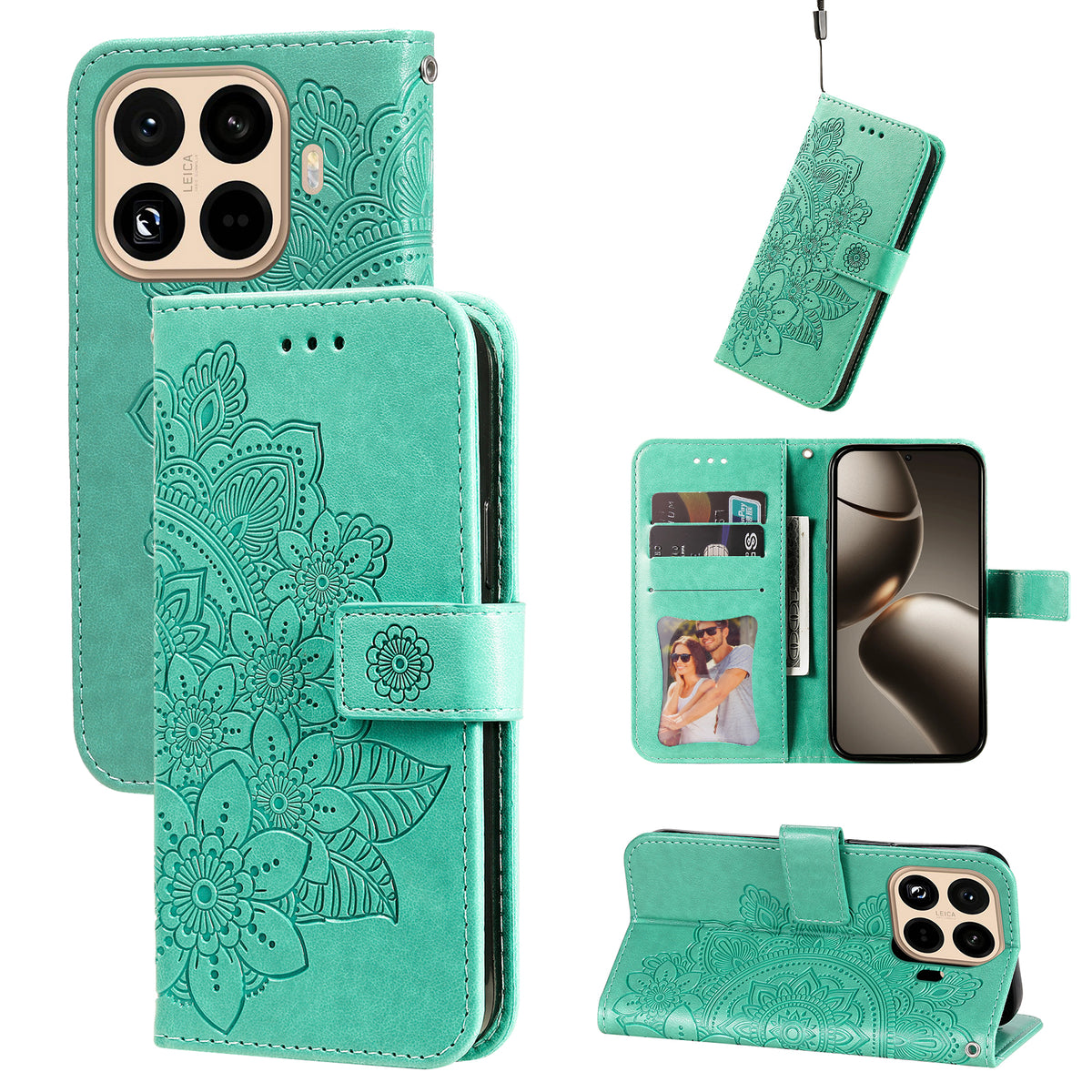 For Xiaomi 15T Pro Case Floral Pattern PU Leather Wallet Stand Phone Cover