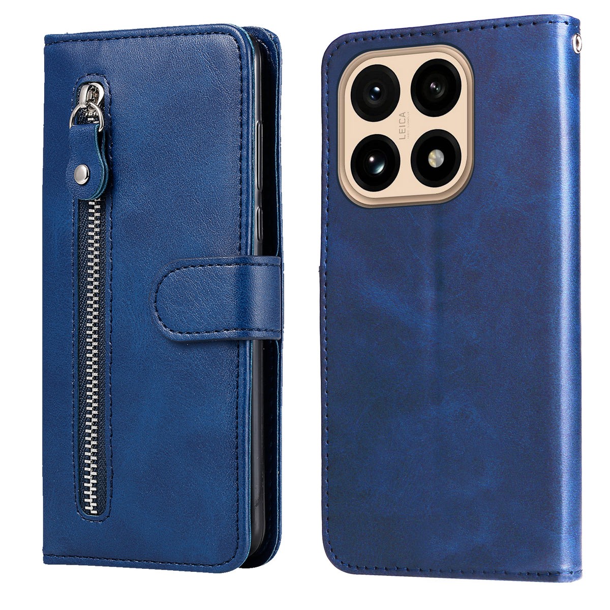 Xiaomi 15T PU-läderfodral med dragkedja i fickan, plånboksfodral, mobilfodral med stativ